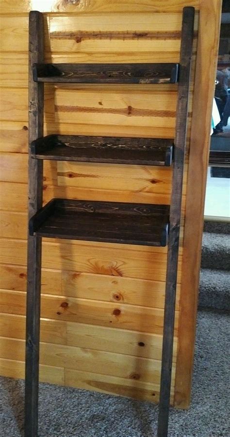 Custom Made Leaning Ladder Shelf In Dark Walnut Leaning Ladder Shelf