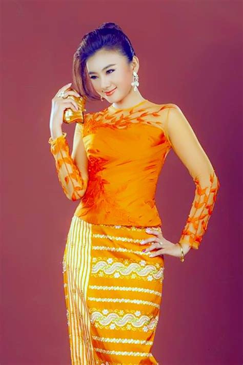 Myanmar Dress Beautiful Asian Women Elegant Fashion Fashion
