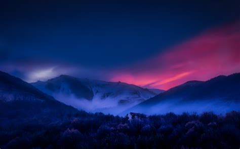 Nature Landscape Armenia Mountain Sunset Forest Mist Snowy Peak Sky