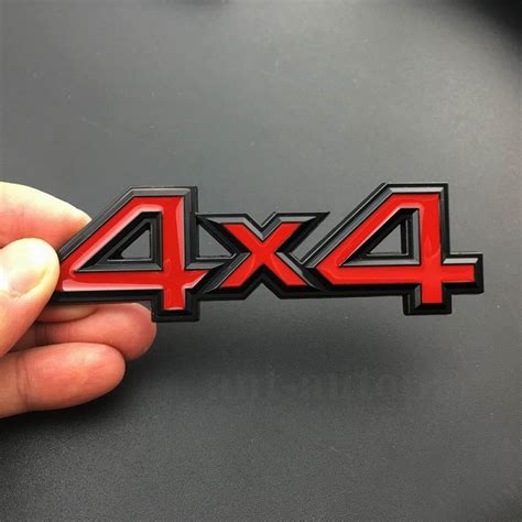 4x4 Metal Logo Car Rear Trunk Decals Sticker Red Auto Transforms Store