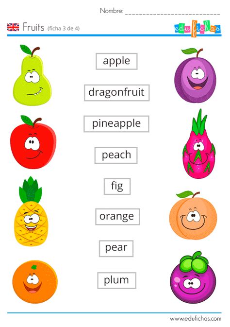 Frutas En Inglés Para Niños Aprender Los Nombres De Las Frutas Pdf