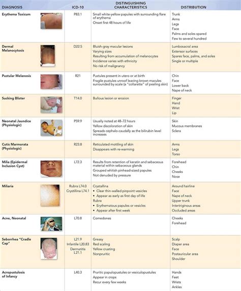 Skin Abnormalities Chart