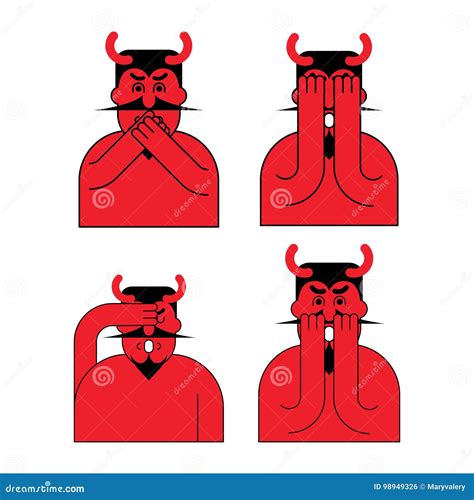 Omg Red Devil Set Oh My God Satan Stock Vector Illustration Of