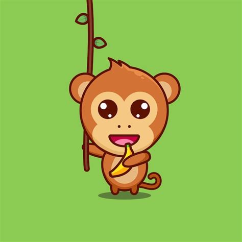 Premium Vector Cartoon Cute Monkey Holding Banana