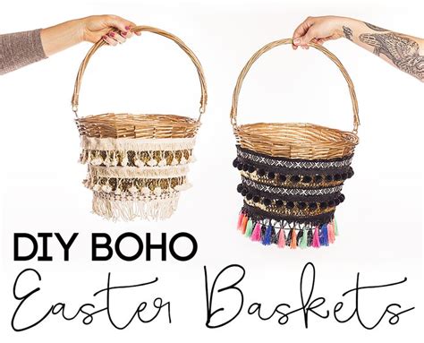 Diy Boho Easter Baskets Mothers Lounge Coffee Cup Sleeves Basket