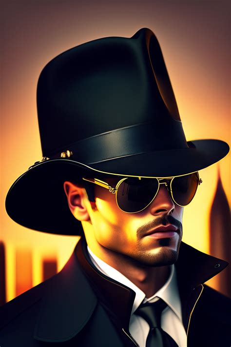 Lexica - Detective, fedora hat, black trenchcoat, gasmask, sunglasses