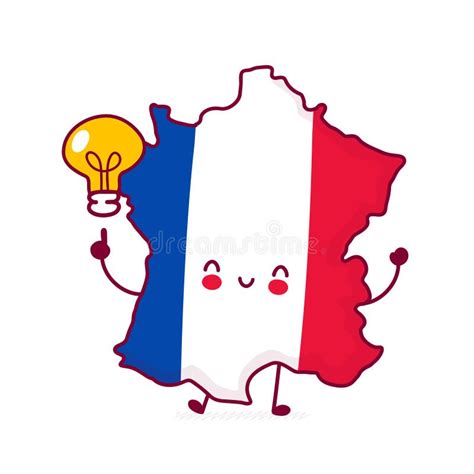Cute Happy Funny France Map And Flag Stock Vector Illustration Of
