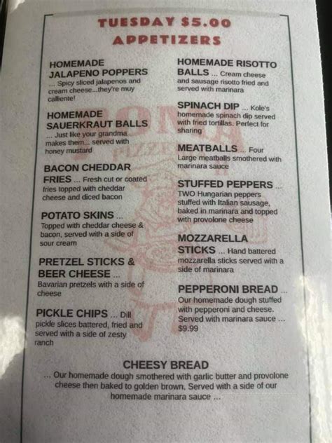 Online Menu Of Roma Pizzeria Ii Mogadore Oh