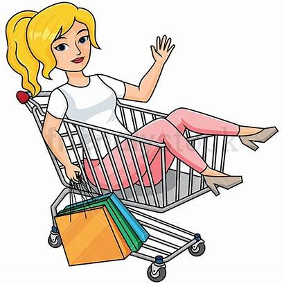 Shopping Cart Clipart Bags Woman Holding Inside