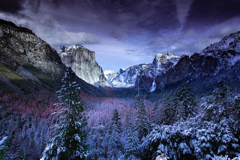 Mountain Highland Nature Landscape Trees Clouds Sky Snow Winter