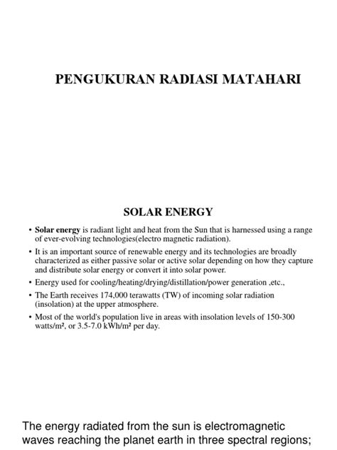 01 Pengukuran Radiasi Matahari Pdf Solar Energy Applied And