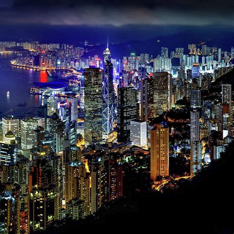 Hong Kong Skyline Night View Series 3 Of 3 Photograph By Safran Fine Art