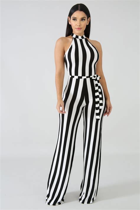 black and white stripe jumpsuit