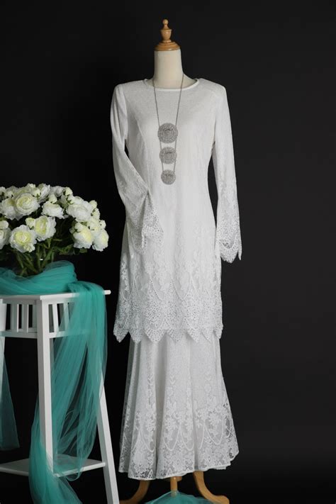 This opens in a new window. 67573A-Baju Kurung Moden Putih | Eze Fashion