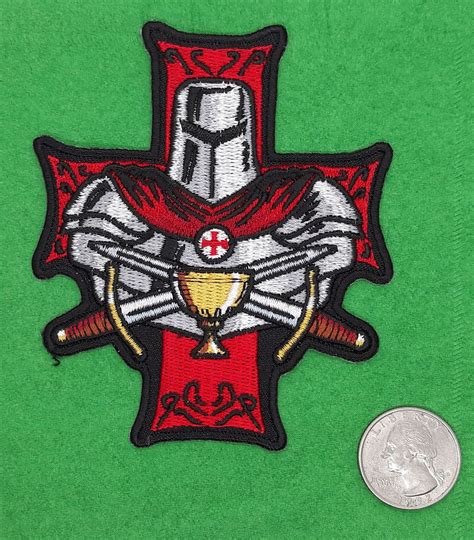 Knights Templar Cross And Swords Iron On Sew On Embroidered Etsy