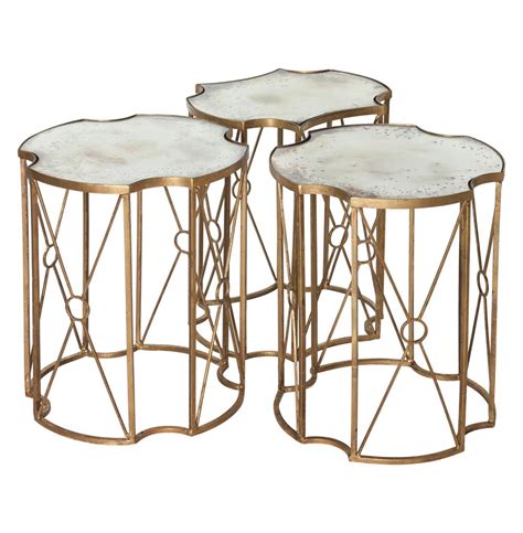 Uttermost eleni mirrored coffee table antiqued bronze. Marlene Hollywood Antique Mirror Bunching Side Tables ...