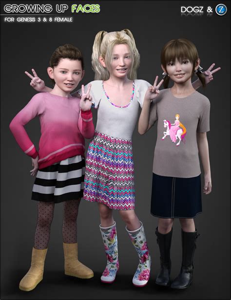 Growing Up Faces For Genesis 3 And 8 Females Daz 3d