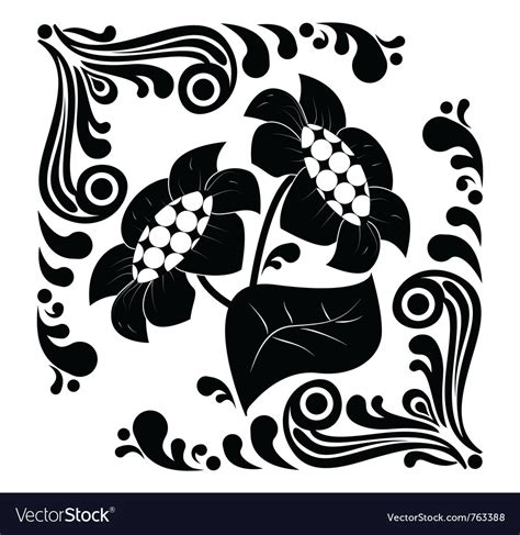 Flower Stencil Decorative Royalty Free Vector Image