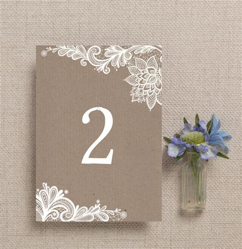 Our 'rustic' table numbers are printed double sided. Rustic Lace Table Number from £3.00 each