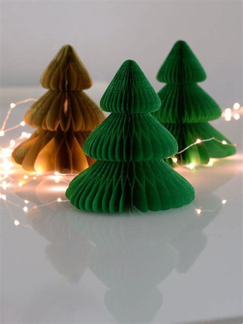 Vintage Style Christmas Tree Paper Honeycomb Decorations Various