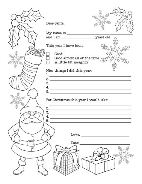Letter To Santa Coloring Page Kids Christmas Activity Santa Etsy