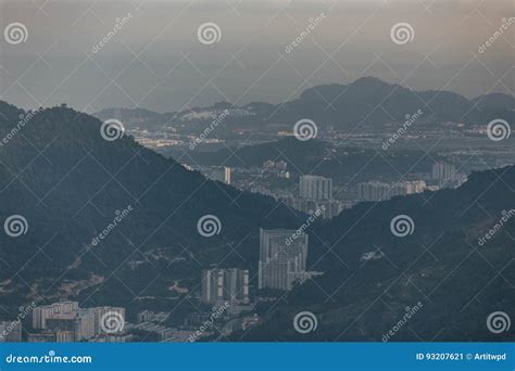 Cloudy Sky With Mountain With Green That Viewed From Penang Hill At