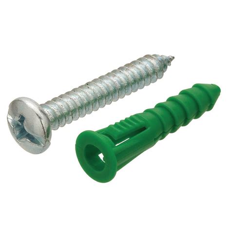 1/2 x 3 hex sleeve anchor. Crown Bolt #14-16 x 1-1/2 in. Green Plastic Ribbed Anchors ...