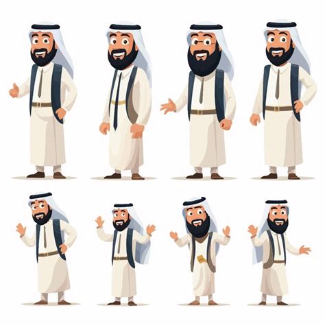 Premium Vector Set Of Cartoon Arab Business Character Vector Design