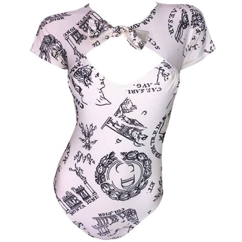 1990s Christian Dior White Monogram 40s Pin Up Style Bodysuit Swimsuit Top At 1stdibs
