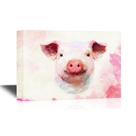 Wall26 Pigs Canvas Wall Art Adorable Watercolor Style Pig Gallery Wrap