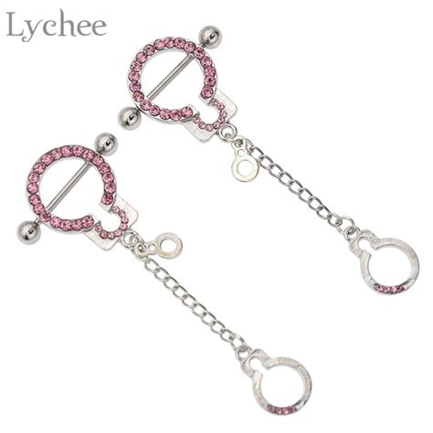 Lychee Trendy Stainless Steel Alloy Handcuff Nipple Ring Piercing