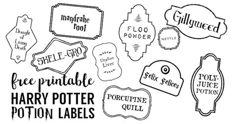 Halloween apothecary potion labels for bottles, jars, stickers or as scrapbook embellishments. Harry Potter Potion Labels Printable - Paper Trail Design
