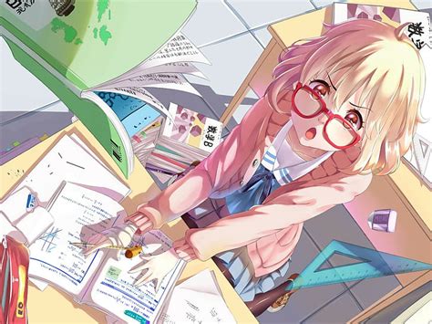 Mirai Kuriyama Anime Girl With Pink Hair And Glasses