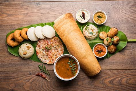 Group Of South Indian Food Like Masala Dosa Uttapam Idliidly Wadavada
