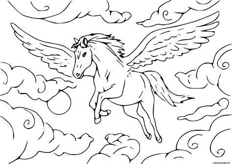 Coloriage cheval volant licorne  JeColorie.com