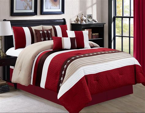 Luxury 7 Piece Bed In Bag Comforter Set Oversized Queen Burgundy Bedroom Comforter Sets