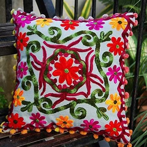 meera handicrafts embroidery handmade suzani cushion cover size 16 16 at rs 200 piece in jaipur