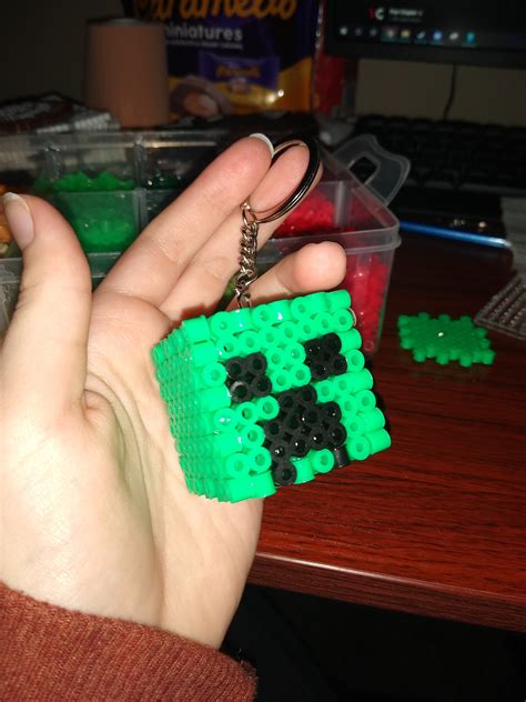 Minecraft Creeper Perler Bead Art Keychain Etsy