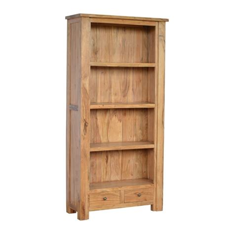 Solid Acacia Wood Oakcaramel Finished Boston Bookcase With 2 Drawers