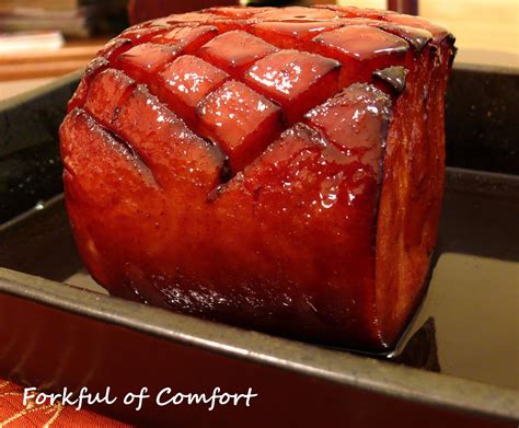 forkful of comfort root beer glazed ham