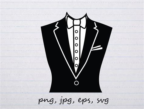 Tuxedo Silhouette Clipart Vector Graphic Digital Stamp Svg Png Etsy