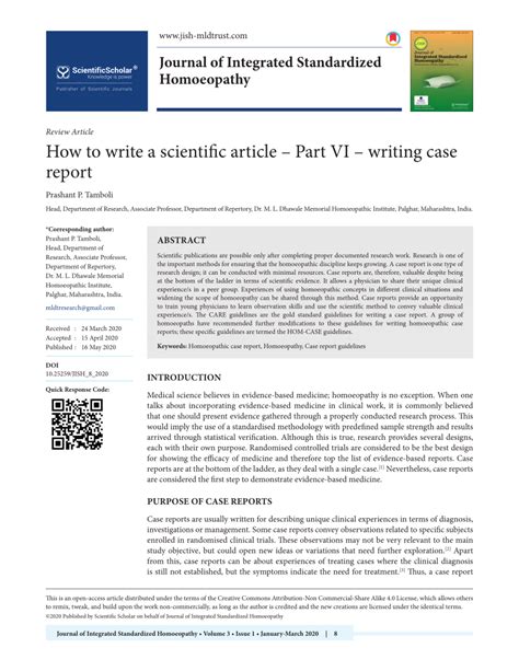 Pdf How To Write A Scientific Article Part Vi Writing Case Report