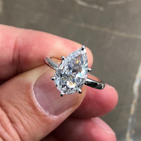 3 Carat Pear Shaped Diamond Engagement Ring 14k White Gold J99151