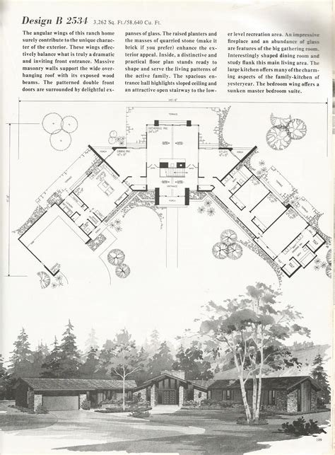This house is perfect for narrow lot. Vintage House Plans, 2000 square feet, mid century homes ...