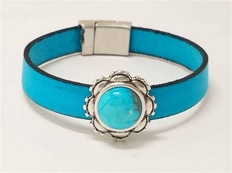 Woman S Leather Cuff Bracelet Turquoise Leather Turquoise Stone