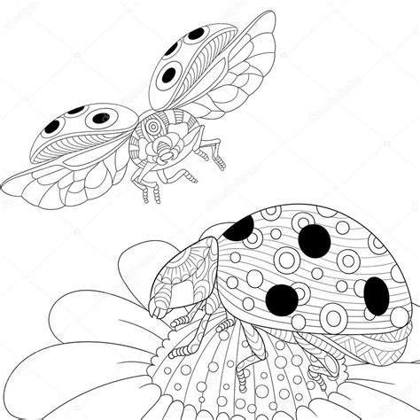 Zentangle Stylized Two Ladybugs Stock Vector Image By ©sybirko 111533220