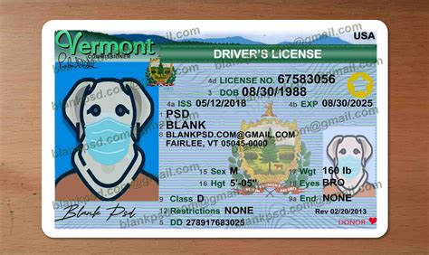 Fake Vermont Drivers License V1 Blank Psd