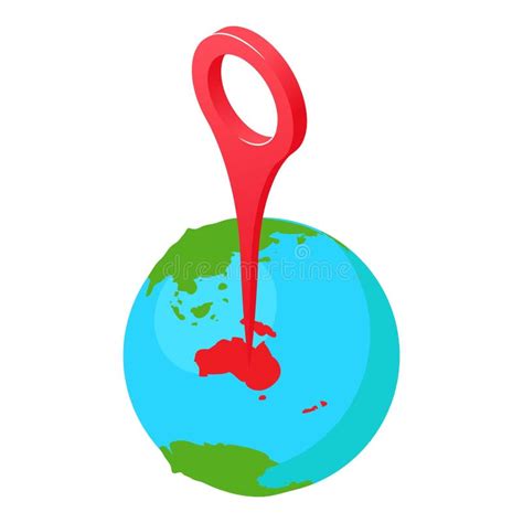 World Pin Icon Isometric Vector Planet Earth Globe With Big Red Gps