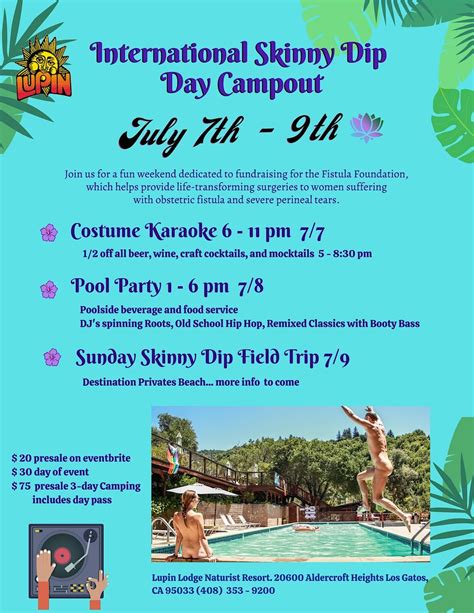 skinny dip weekend fundraiser with pool party lupin lodge los gatos july 7 to july 9