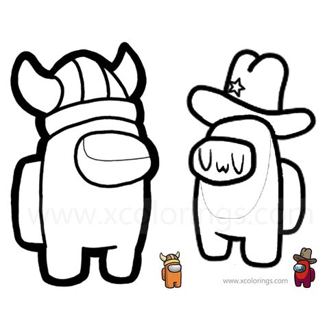 Among Us Coloring Pages Viking and Cowboy - XColorings.com
